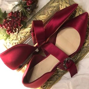 ZARA - Satin pointed flats with accent brooch